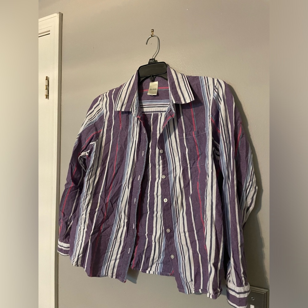 Purple muti color button up